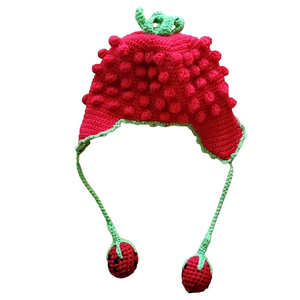 Knitted‎ strawberry hat